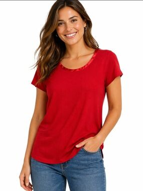 Banana Republic Luxe Touch Red Short Sleeve Tee Stretch Top — Size M